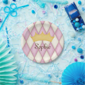Pink Diamond Karo Personalisiert Name Princess Pappteller (Party)