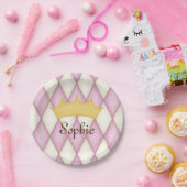 Pink Diamond Karo Personalisiert Name Princess Pappteller (Party)