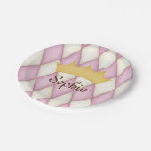 Pink Diamond Karo Personalisiert Name Princess Pappteller (Schrägansicht)