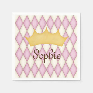 Pink Diamond Karo Personalisiert Name Princess Serviette