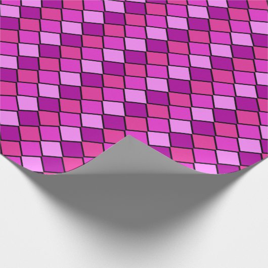 Pink Diamond Karos Wrapping Paper Geschenkpapier (Ecke)