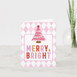Pink Diamond Muster Merry and Bright Small Feiertagskarte