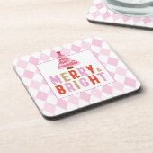 Pink Diamond Muster Merry und Bright Getränkeuntersetzer (Linke Seite)