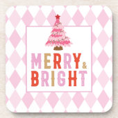 Pink Diamond Muster Merry und Bright Getränkeuntersetzer (Vorderseite)