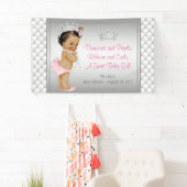 Pink Diamond Pearl Ethnic Princess Baby Dusche Banner (Insitu)