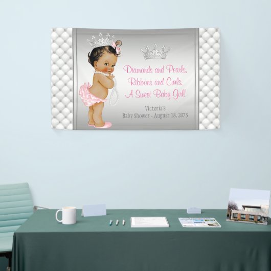 Pink Diamond Pearl Ethnic Princess Baby Dusche Banner (Messeveranstaltung)