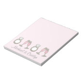 Pink Diamond Ring Champagne Glass Wedding Bridge Notizblock (Rotiert)