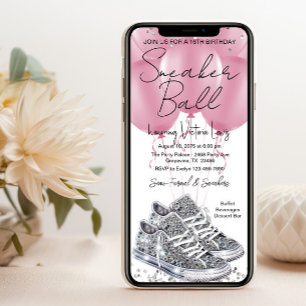 Pink Diamond Sneaker Ball Geburtstagsfeier Telefon Einladung