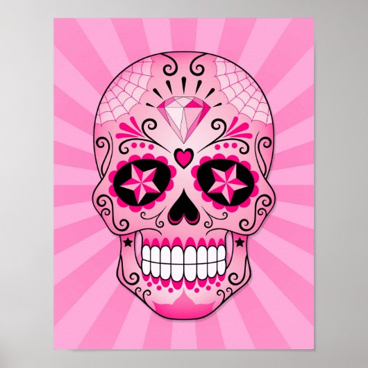 Pink Diamond Sugar Skull Poster (Vorne)