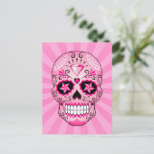 Pink Diamond Sugar Skull Postkarte (Stehend Vorderseite)