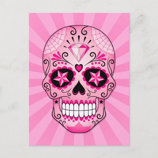 Pink Diamond Sugar Skull Postkarte (Vorderseite)