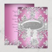Pink Diamond Tiara Princess Sweet 16 Einladung (Vorne/Hinten)