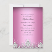 Pink Diamond Tiara Princess Sweet 16 Einladung (Rückseite)