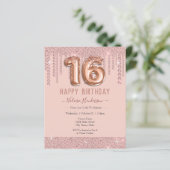 Pink Diamond Tropfen Glücklich 16. Geburtstag (Stehend Vorderseite)