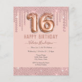 Pink Diamond Tropfen Glücklich 16. Geburtstag (Vorderseite)