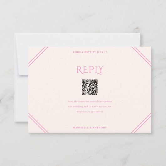 Pink Diamond Wedding RSVP Karte (Vorderseite)