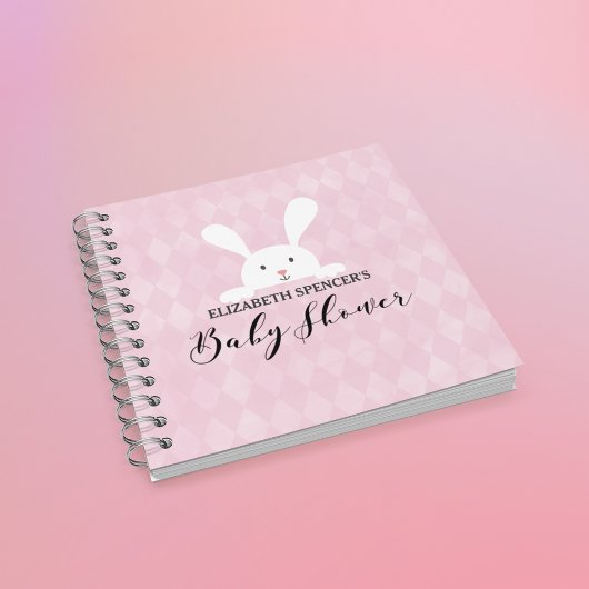 Pink Diamond White Bunny Baby Showbook Notizblock