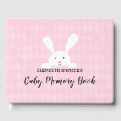 Pink Diamond White Bunny Rabbit Baby Memory Book Gästebuch (Vorderseite)