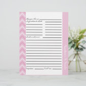 Pink Diamond Zigzag Chevrons Recipe Sheets (Stehend Vorderseite)