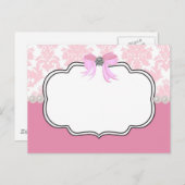 Pink Diamonds and Pearls Damask Einladung (Vorne/Hinten)