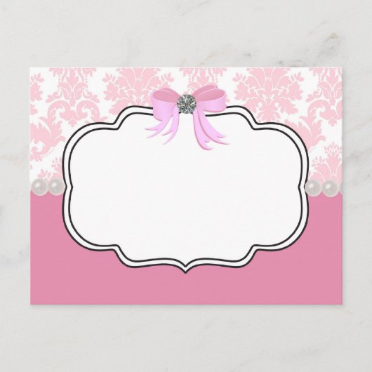 Pink Diamonds and Pearls Damask Einladung (Vorderseite)