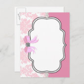 Pink Diamonds and Pearls Damask Einladung (Vorne/Hinten)
