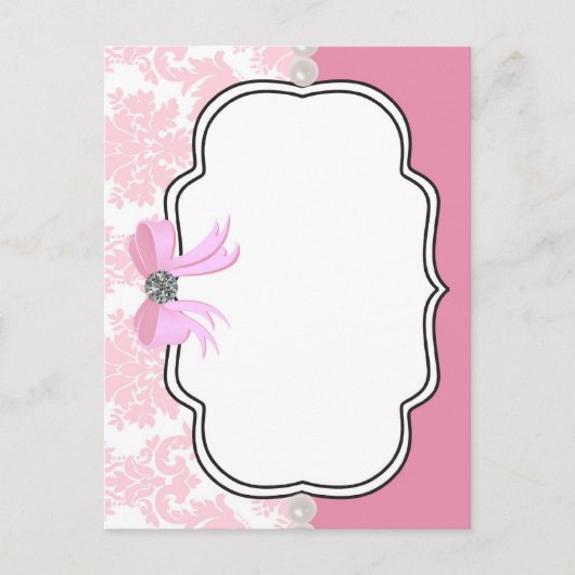 Pink Diamonds and Pearls Damask Einladung (Vorderseite)