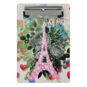 Pink Diamonds Eiffelturm Mini Klemmbrett (Vorderseite)