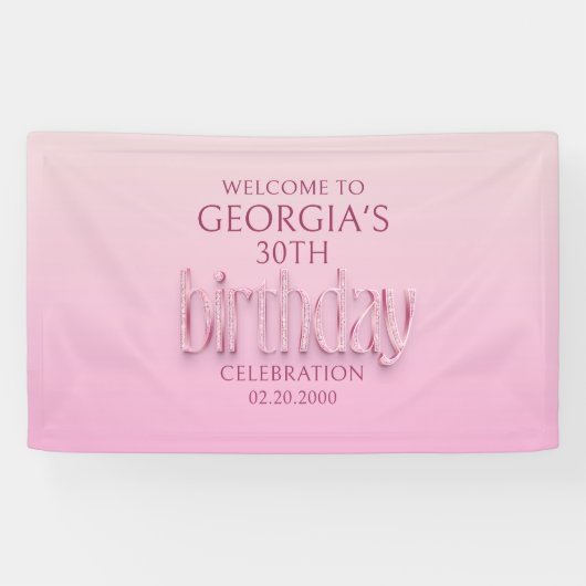 Pink Diamonds Geburtstag Banner (Horizontal)