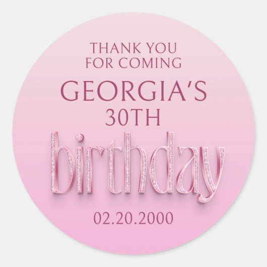 Pink Diamonds Geburtstag Runder Aufkleber (Vorderseite)