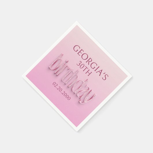 Pink Diamonds Geburtstag Serviette (Ecke)