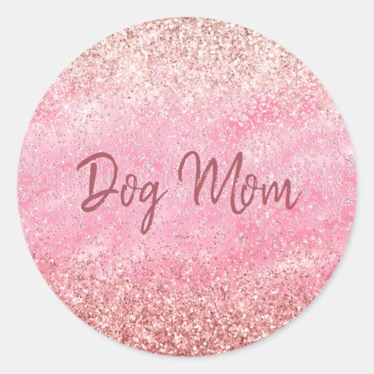 Pink Diamonds Glitzy Sparkle Glitzer Dog Mama Runder Aufkleber (Vorderseite)