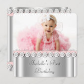 Pink Diamonds Pink und Silver Birthday Party Einladung (Vorne/Hinten)