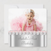 Pink Diamonds Pink und Silver Birthday Party Einladung (Vorderseite)