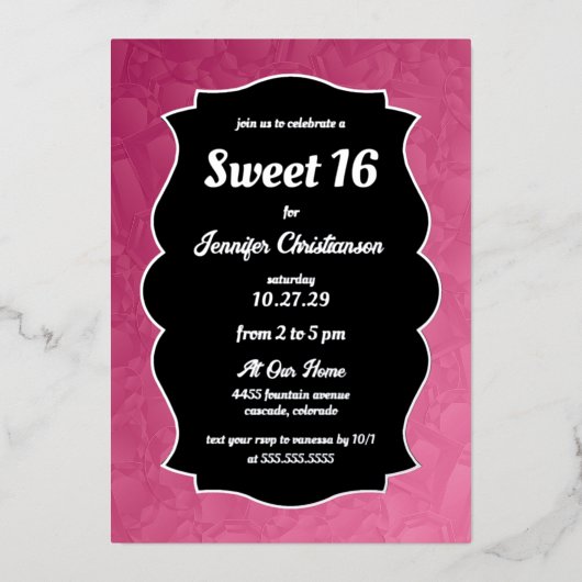 Pink Diamonds Sweet 16 Folieneinladung (Vorderseite)