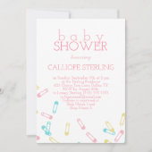 Pink Diaper Buttone Pastel Kinderdusche Einladung (Vorderseite)