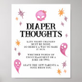 Pink Diaper Gedanken Halloween Baby Dusche Schild (Vorne)