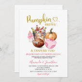Pink Diaper Pumpkins Brews Girl Fall Gender Reveal Einladung (Vorne/Hinten)