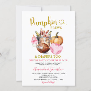 Pink Diaper Pumpkins Brews Girl Fall Gender Reveal Einladung