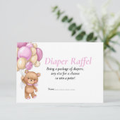 Pink Diaper Raffel Kinderdusche Teddy Poker Punkte Einladung (Stehend Vorderseite)