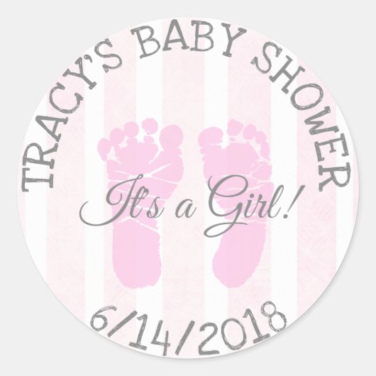 Pink Die Fußabdrücke der Girl Shower Sticker (Vorderseite)