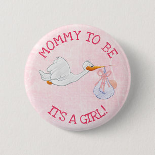 Pink die Mama eines Mädchens, um Baby Showknopf zu Button
