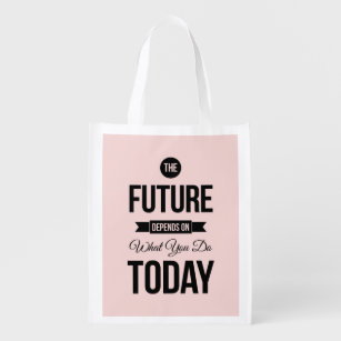 Pink - die Zukunft weiser Worte Zitat Wiederverwendbare Einkaufstasche