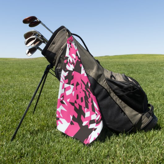 Pink Digital Abstract Plaid Golfhandtuch (Gras)