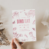 Pink Dino Dig Birthday Einladung