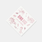 Pink Dino Dig Birthday Serviette (Ecke)