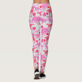 Pink Dino Pattern L Gray BG Leggings (Rückseite)