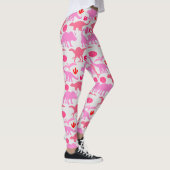Pink Dino Pattern L Gray BG Leggings (Rechts)
