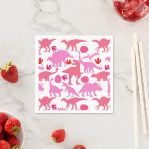 Pink Dino Pattern Serviette