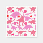 Pink Dino Pattern Serviette (Vorderseite)